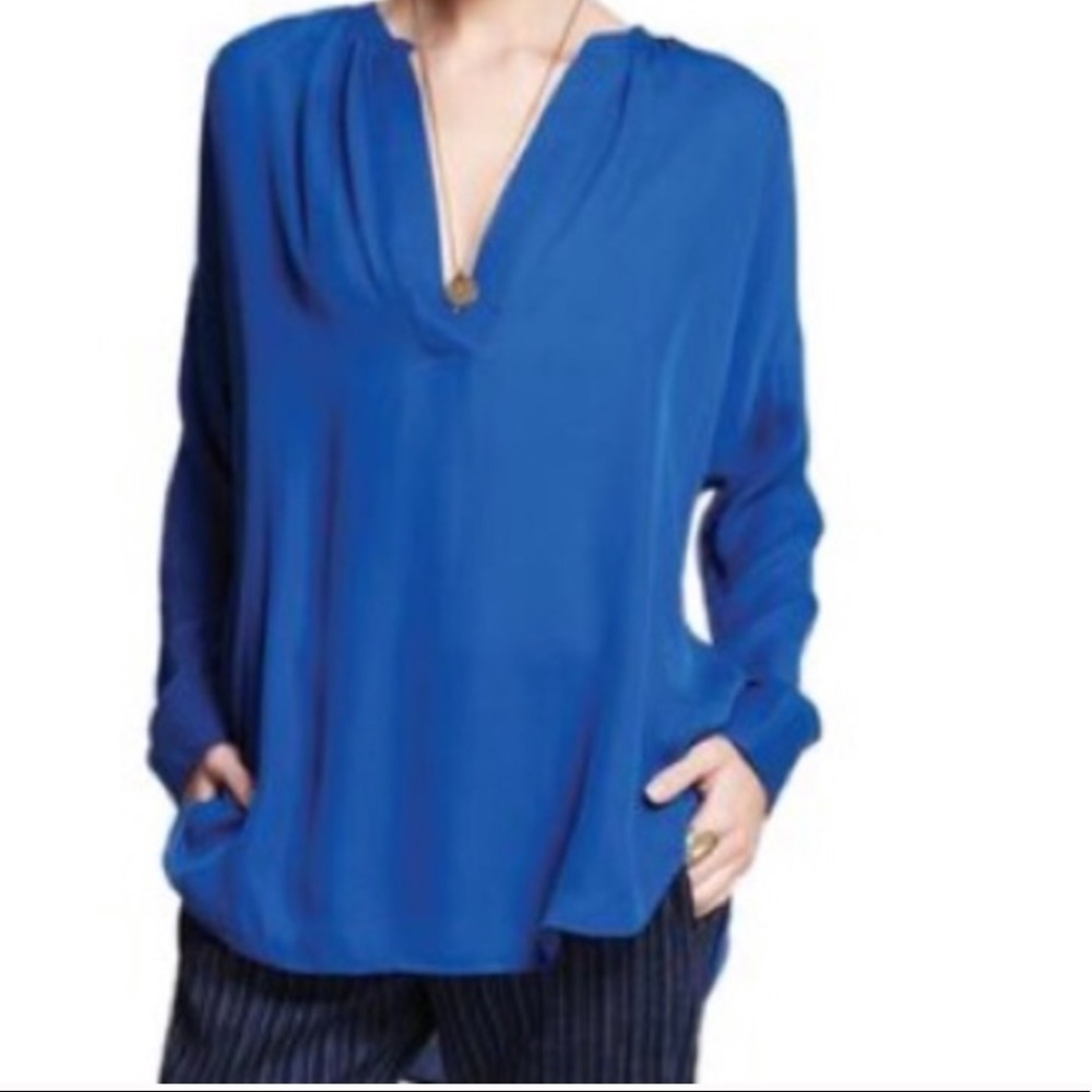 Vince cobalt blue long sleeve blouse